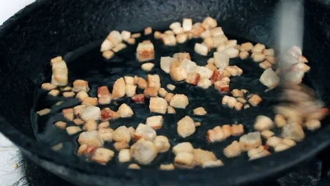 Fry bacon in a pan Stock Footage 74092500