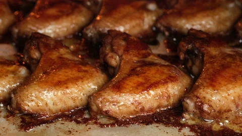 Fry chicken wings close up, slider shot Stock-Footage 211321825