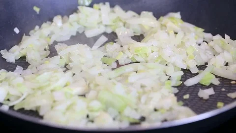 Fry the chopped onion Stock Footage 74791406