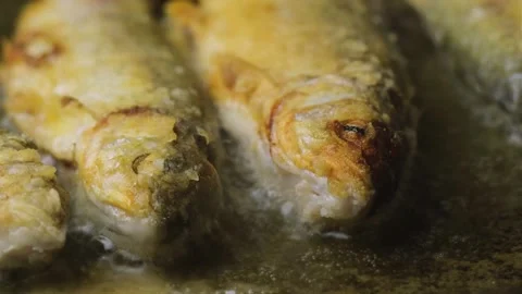 Fry the fish in olive oil Stock Footage 246997730