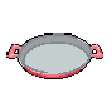 Fry frying pan pixel art vector illustration Stock Illustration