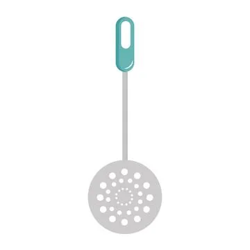 Fry ladle kitchen cutlery element icon Stock Illustration