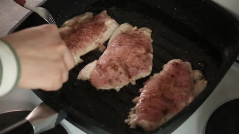 FRY MEAT Stock Footage 155653413