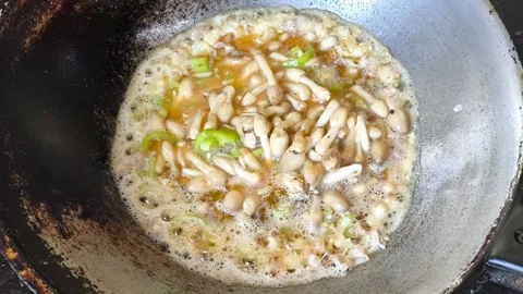 Fry mushroom egg Video stock 341667532