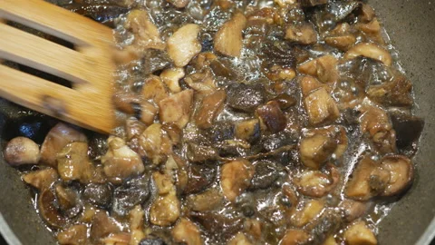 Fry mushrooms mixed Stock Footage 85786979