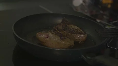 Fry perfect steak in a pan Stock Footage 152849534