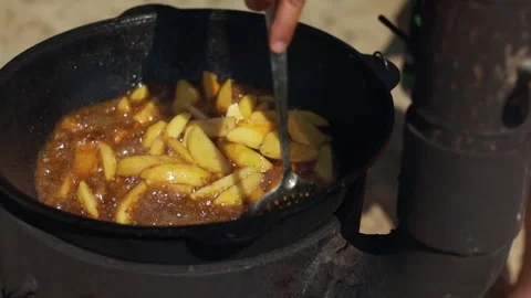 FRY POTATOES Stock Footage 205145296