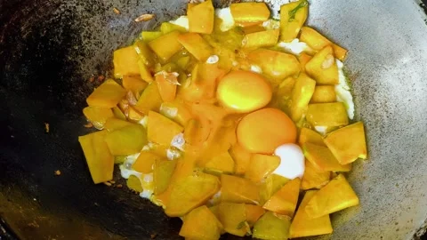 Fry pumpkin egg Stock Footage 342019619