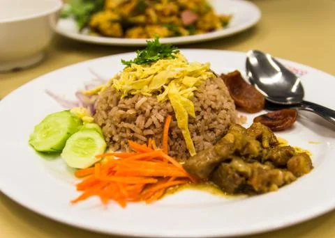 Fry rice with the shrimp paste close up ,thai food Stock Photos
