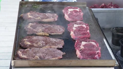 Fry Roasting Beef Meat on the Oven Stock Footage 236613205