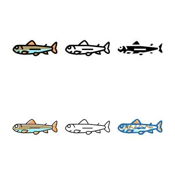 Fry salmon color icon vector styles イラスト素材