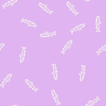 Fry salmon line seamless pattern Stock Illustration