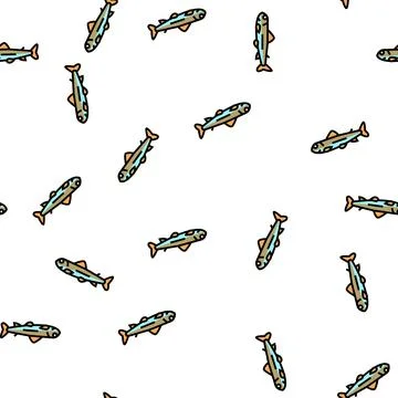 Fry salmon vector seamless pattern イラスト素材