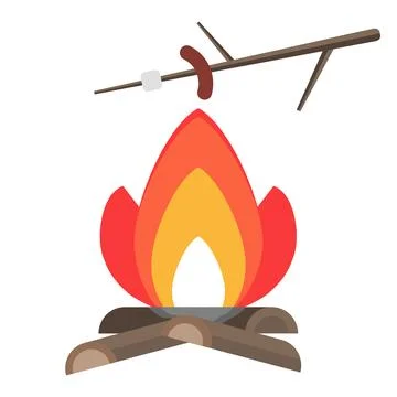 Fry the sausage in the fire Stock Illustration