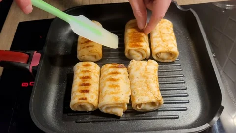 Fry spring rolls. Stock Footage 233355147