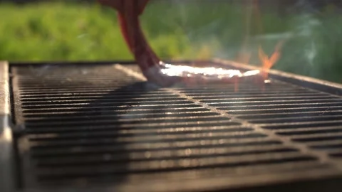 Fry the steak. Juicy appetizing steak. Grilled meat.Beautiful BBQ Delicious meat Stock Footage 137855517