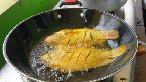 Fry the Tilapia fish Stock Footage 290095157