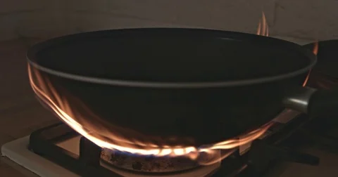Frying an and smoke on burner Stock Footage 81067057
