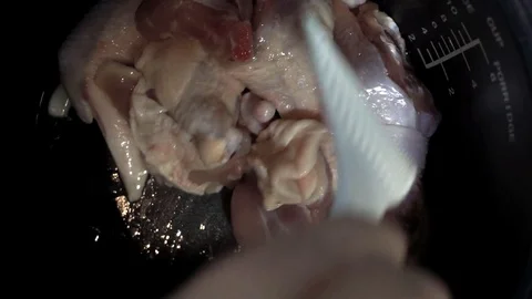 Frying and stirring chicken Stock Footage 101967276