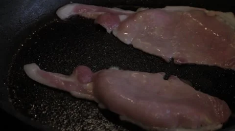 Frying bacon Stock Footage 48868739