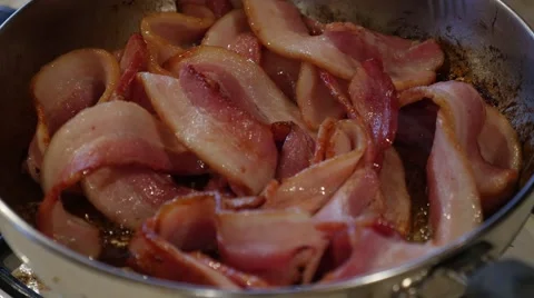 Frying bacon Stock Footage 49924358