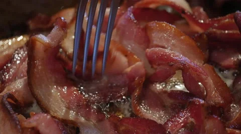 Frying bacon Stock Footage 49925493