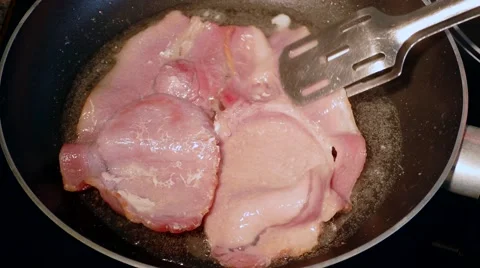 Frying bacon Stock Footage 56612087