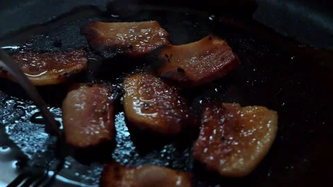 Frying bacon Stock Footage 154341916