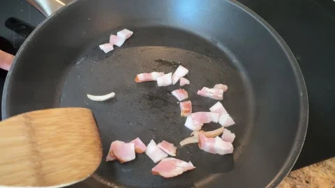 Frying Bacon in a Pan Stock Footage 278171766