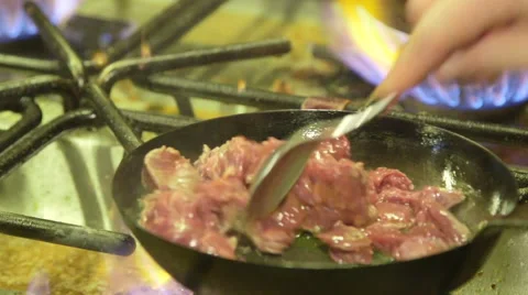 Frying beef Stock-Footage 47771350