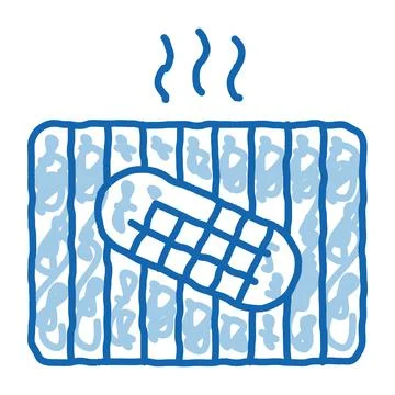 Frying bread doodle icon hand drawn illustration Stock Illustration