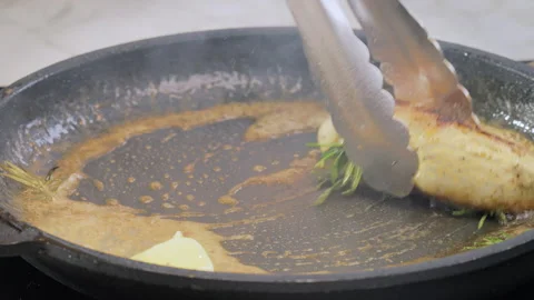 Frying chicken fillet. Slow motion video 100fps. Stock Footage 305387594