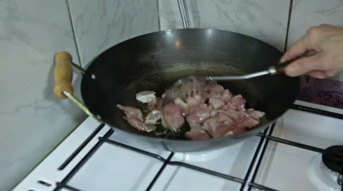 Frying chicken white meat Stock Footage 58140793