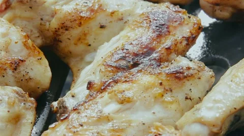 Frying chicken wing Video stock 62133803