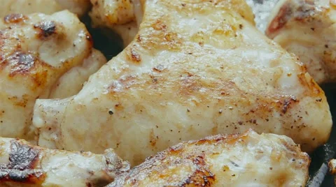 Frying chicken wing Stock Footage 62134048