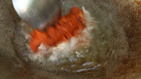Frying chili paste in pan Stock Footage 86091403