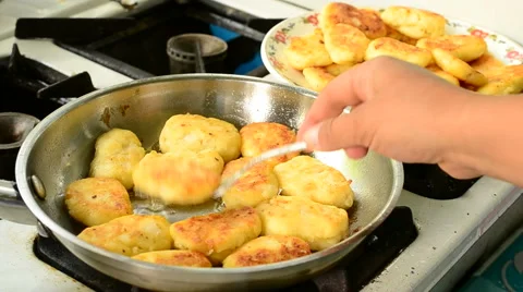 Frying Cottage Cheese Pancakes Stock Footage 61465780
