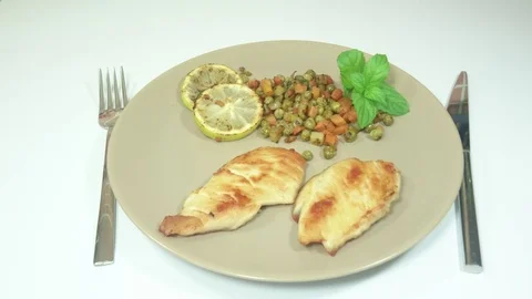 Frying delicious vegetables with Chicken Stock Footage 90009081