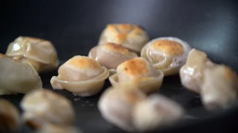 Frying dumplings in slow motion Stock Footage 91905562