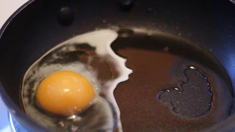 Frying an egg in a frying pan on a hot stove timelapse. Stock Footage 106097065