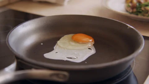 Frying Egg in Pan 60fps Stock Footage 189470692