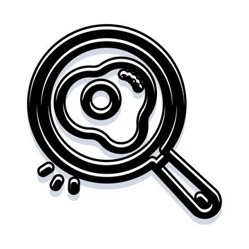 Frying an egg in a skillet for breakfast Stock Illustration