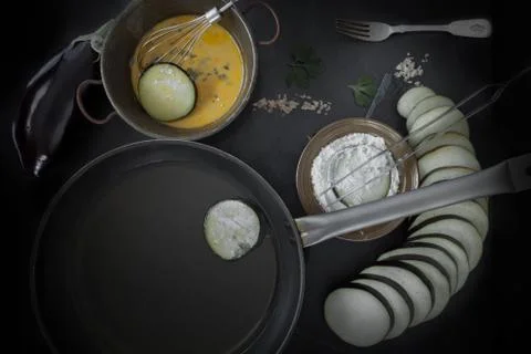 Frying Eggplant 库存照片