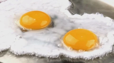 Frying eggs in a frying pan Stock Footage 8573455