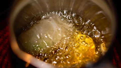 Frying Experiment of Rice Noodle Spring Roll in Slow Motion Closeup Stock Footage 125339303