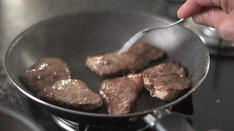 Frying file mignon Stock Footage 160622180