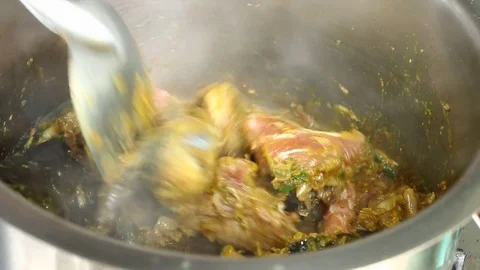 Frying fish to make Thai curry Stock Footage 83678468