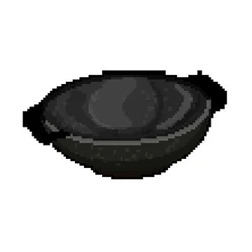 Frying iron skillet pixel art vector illustration Stock Illustration