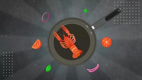 Frying lobster in a pan Stock Footage 303817557
