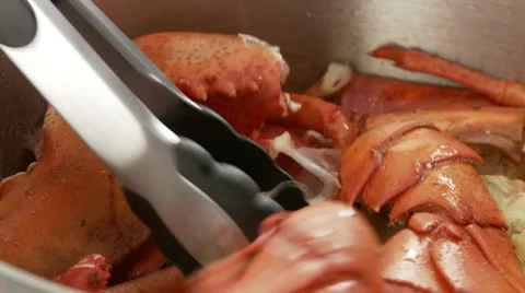Frying lobster shells Stock Footage 24663502